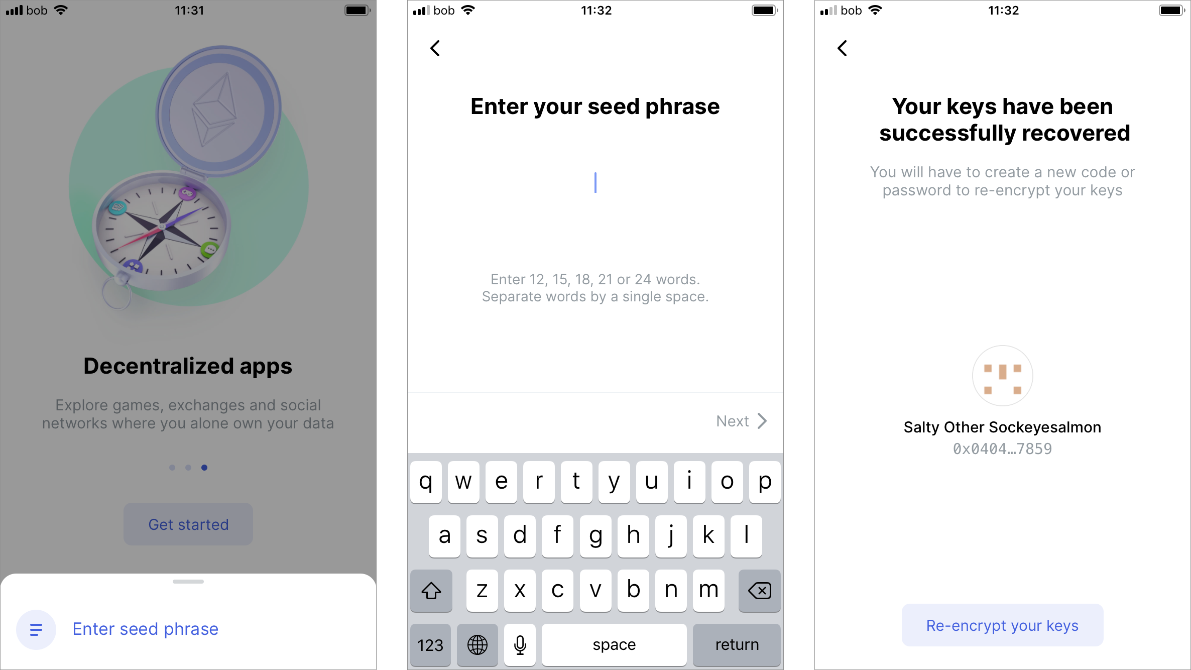 Status.im's key recovery process
