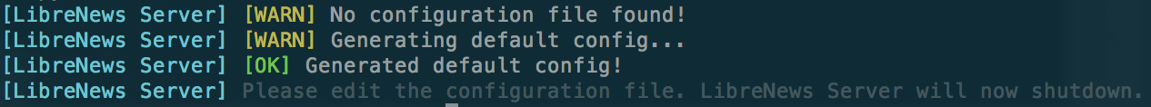 LibreNews-Server detecting it has no config.