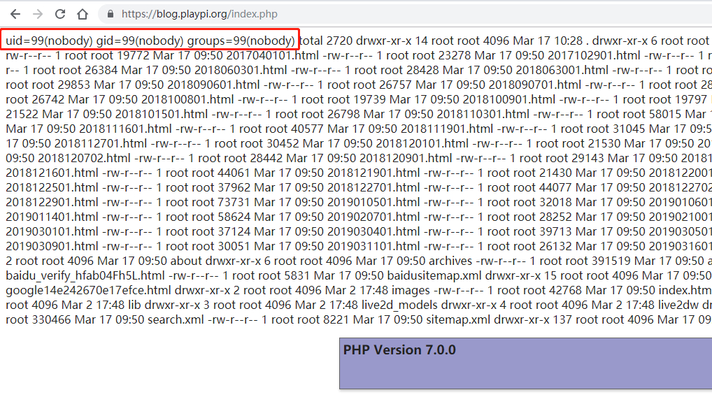 输出 PHP 的执行用户信息