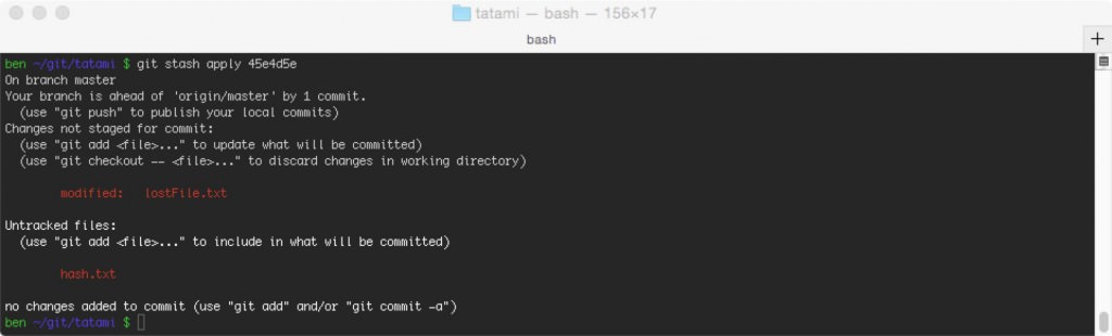 git stash apply 45e4d5e