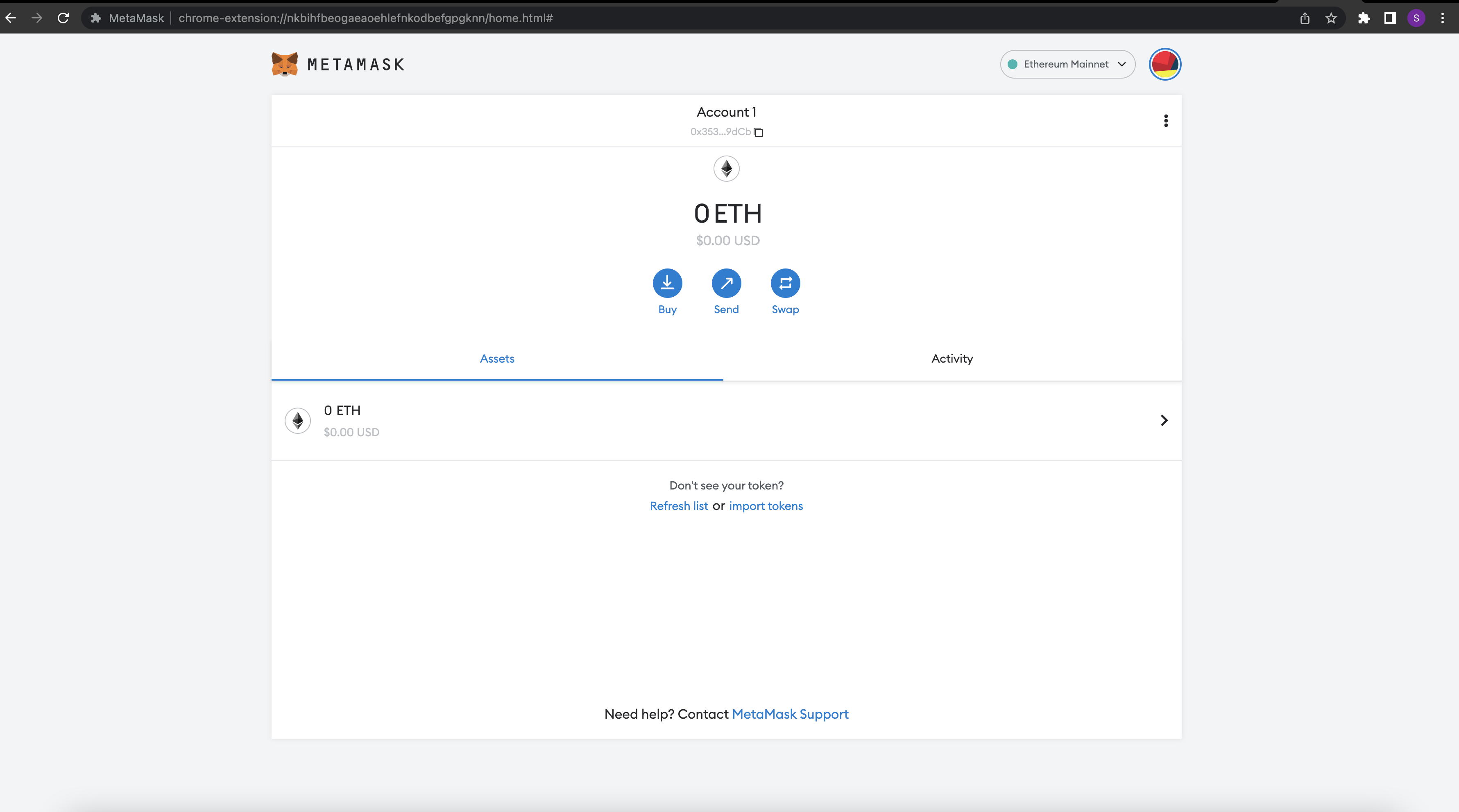 MetaMask Wallet Registered