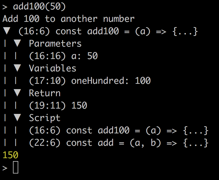 Node console scoping add100