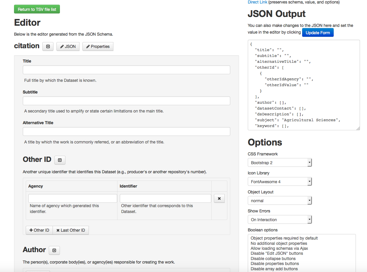 JSON schema editor J. Dorn