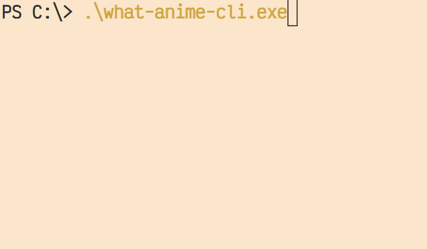 Демонстрация работы what-anime-cli