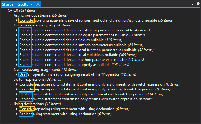 Sharpen's recommendations and considerations