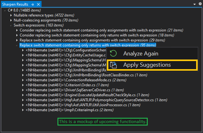 Applying Sharpen's recommendations