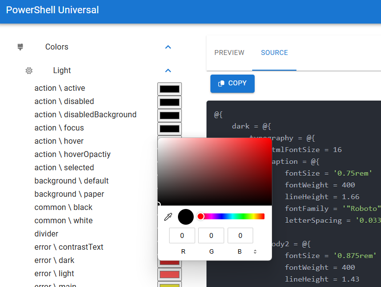 PowerShell Universal Theme Builder