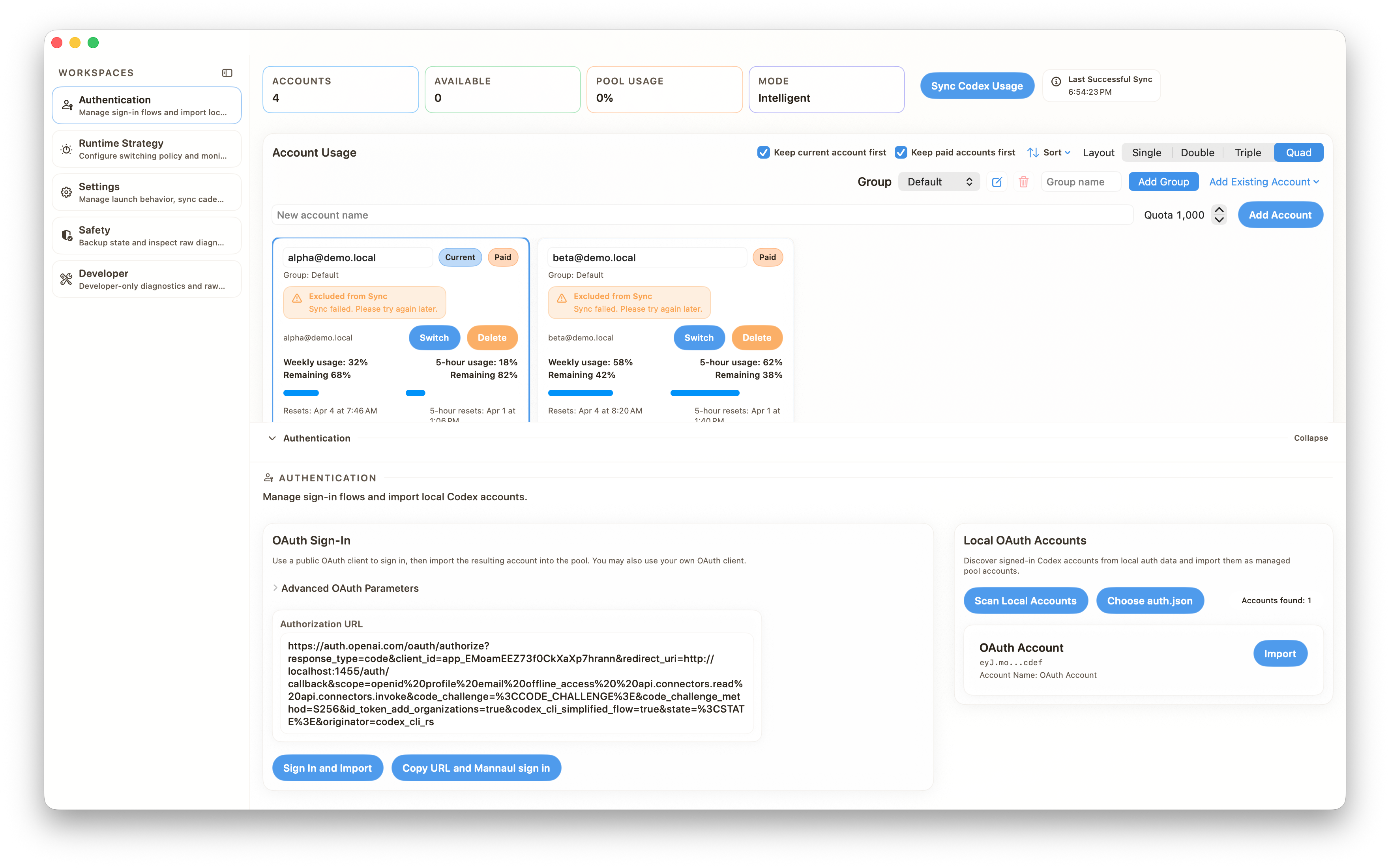 Header Overview (Light, Mock Data)