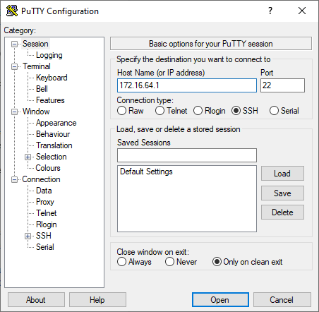 Putty configuration