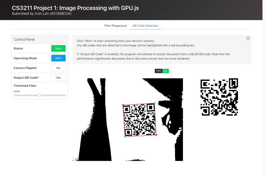 Demo of QR code detection