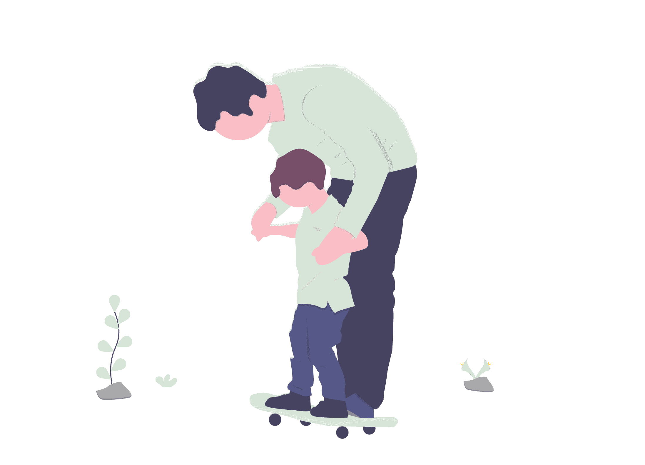 Ilustrasi seorang ayah bermain dengan anak