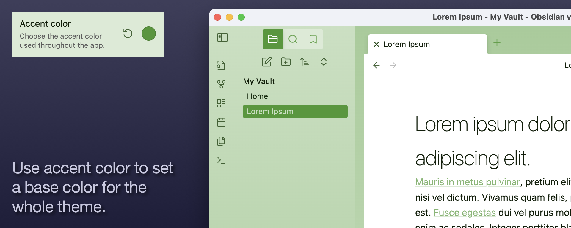 Use accent color to set a base color for the whole theme.