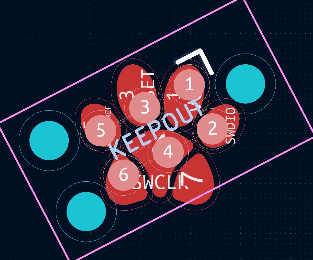 Overlayed default TC2030 footprint