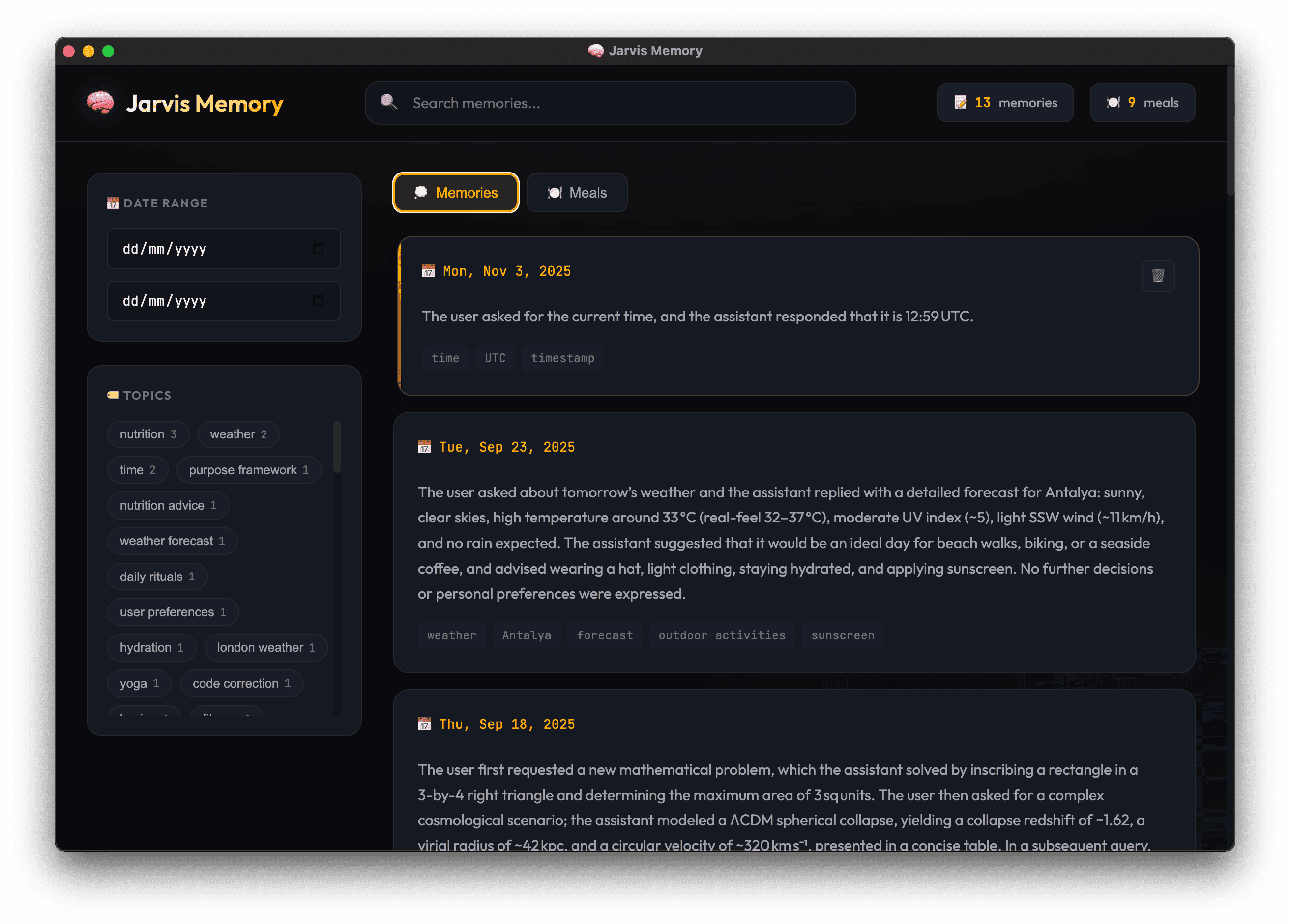 Memory Viewer - Conversations