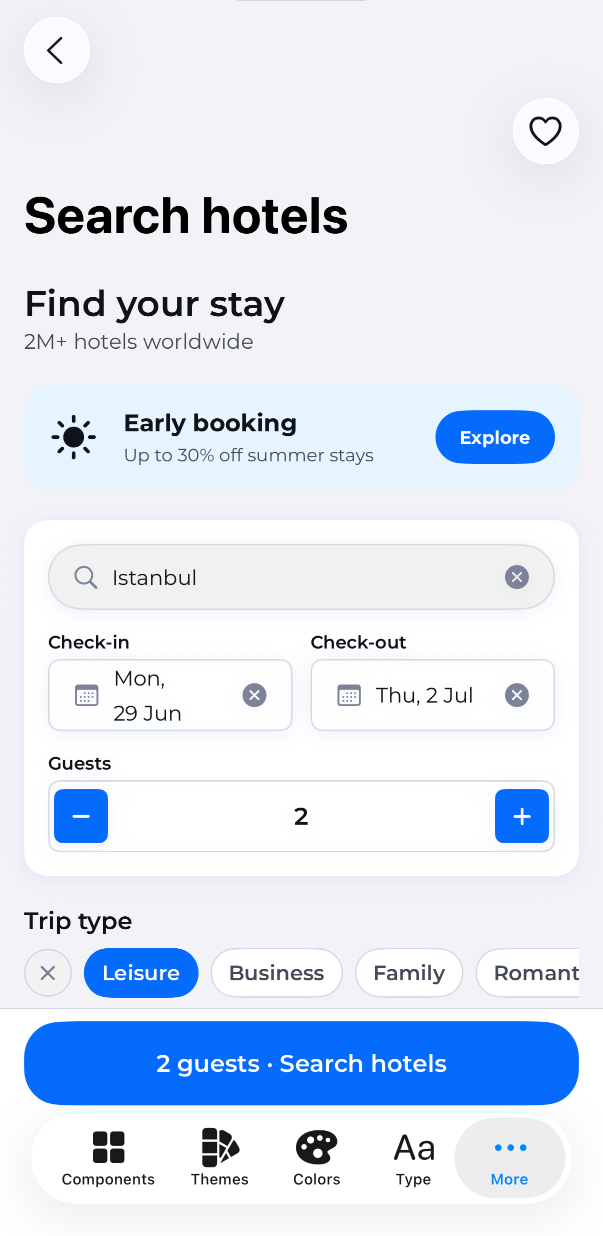 Example app — hotel search