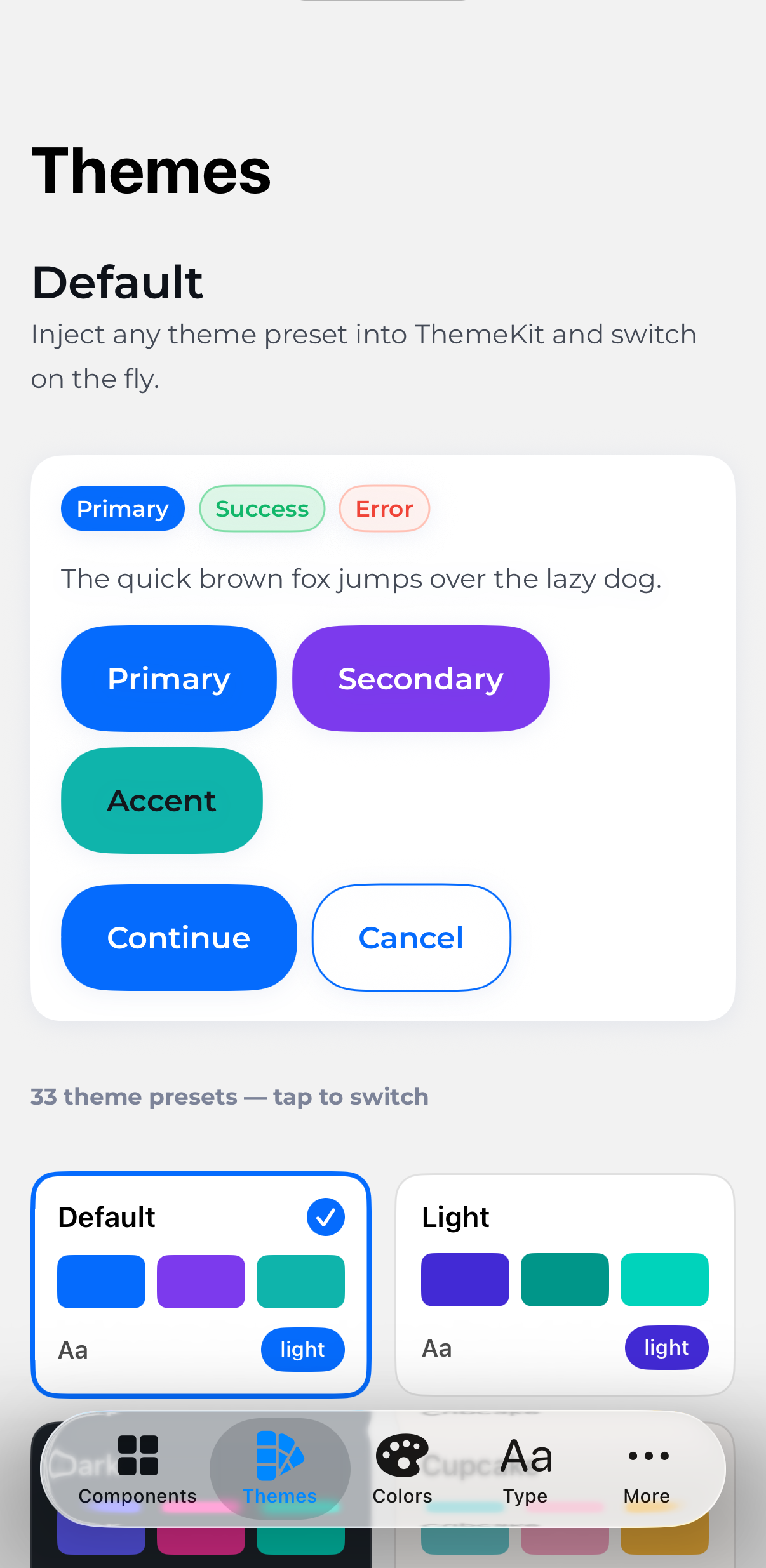 Live theming screen