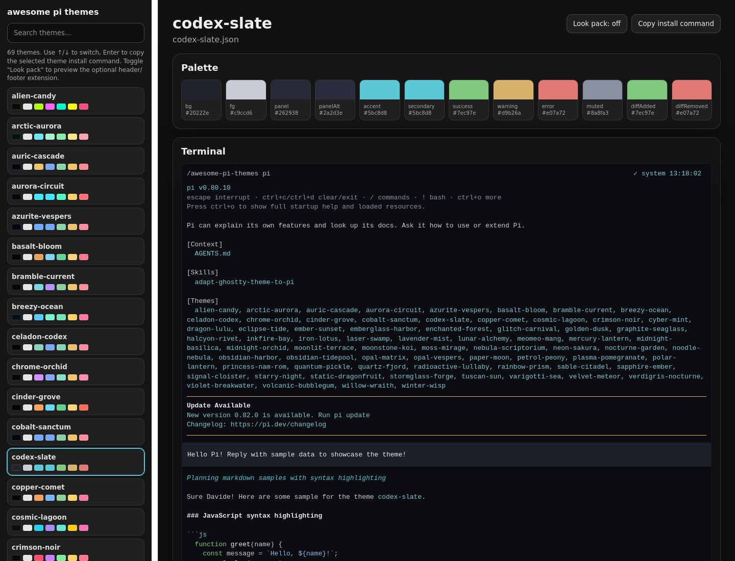Screenshot of codex-slate