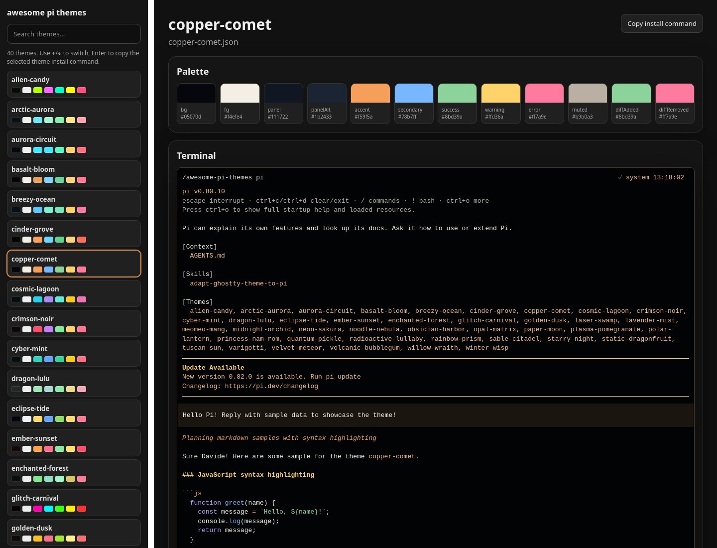 Screenshot of copper-comet