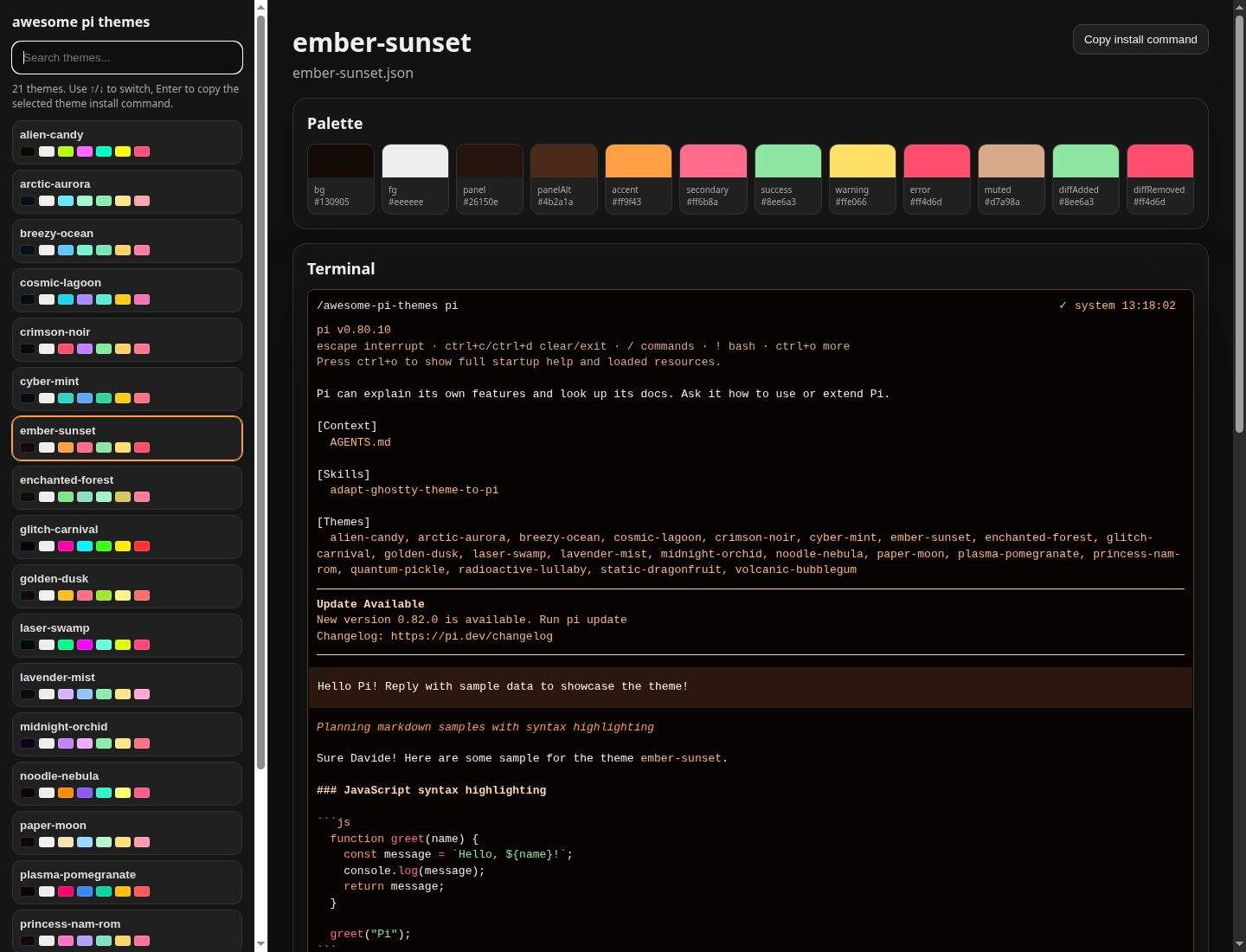 Screenshot of ember-sunset