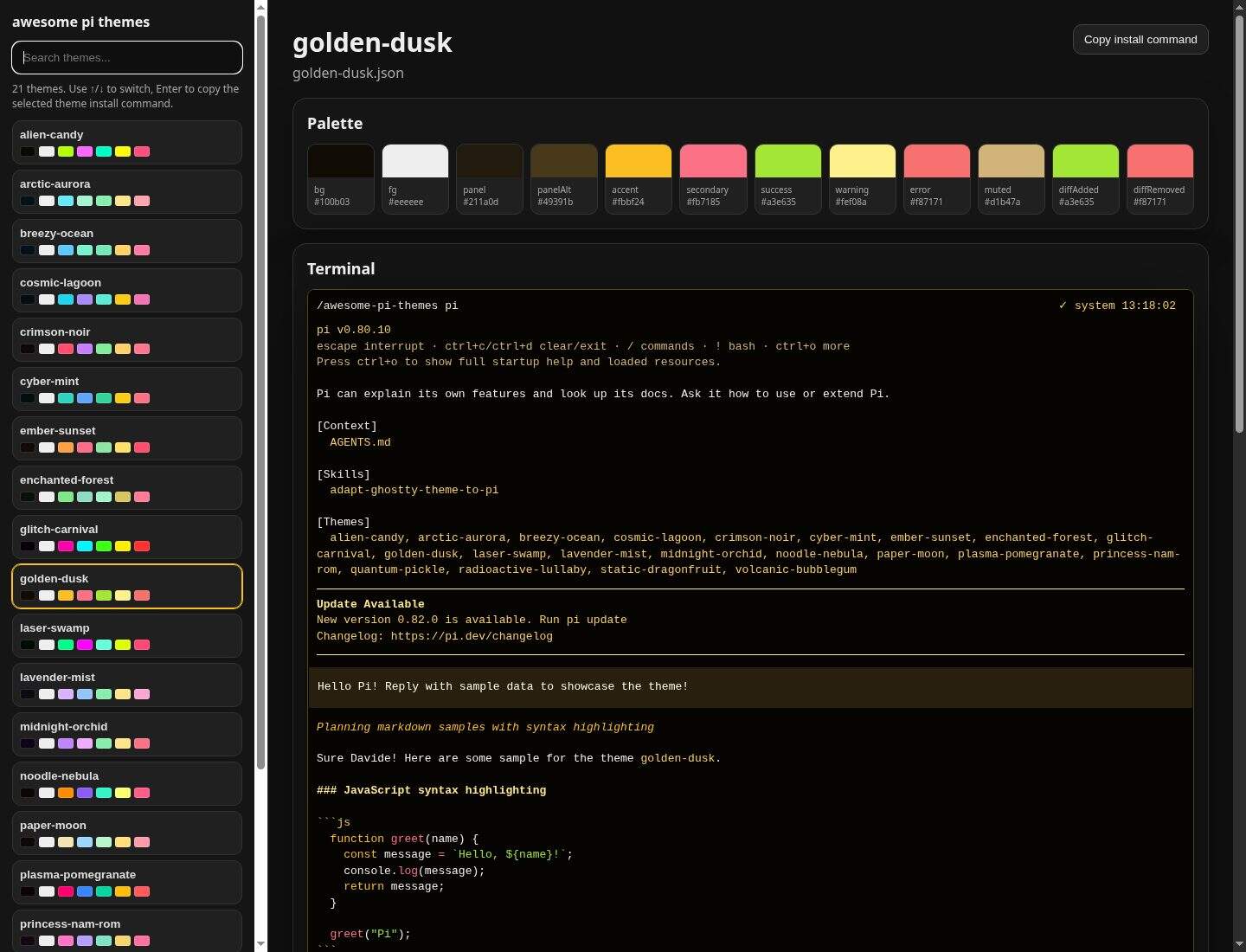 Screenshot of golden-dusk