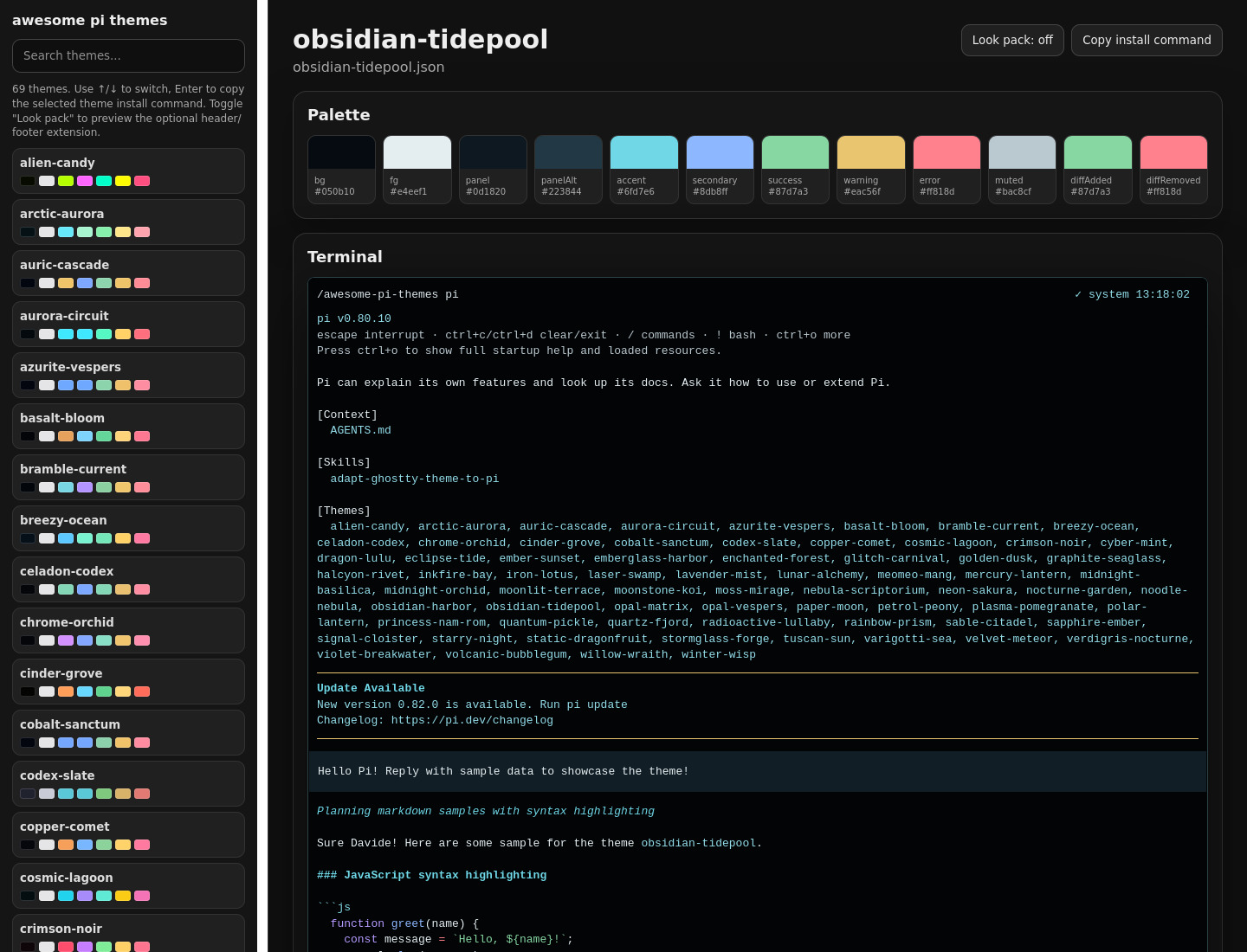 Screenshot of obsidian-tidepool