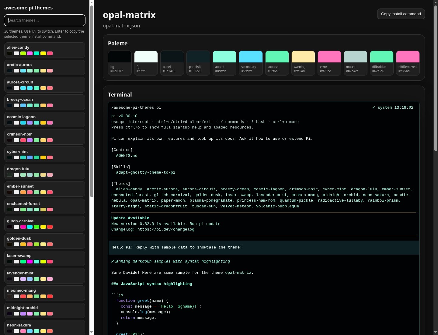Screenshot of opal-matrix