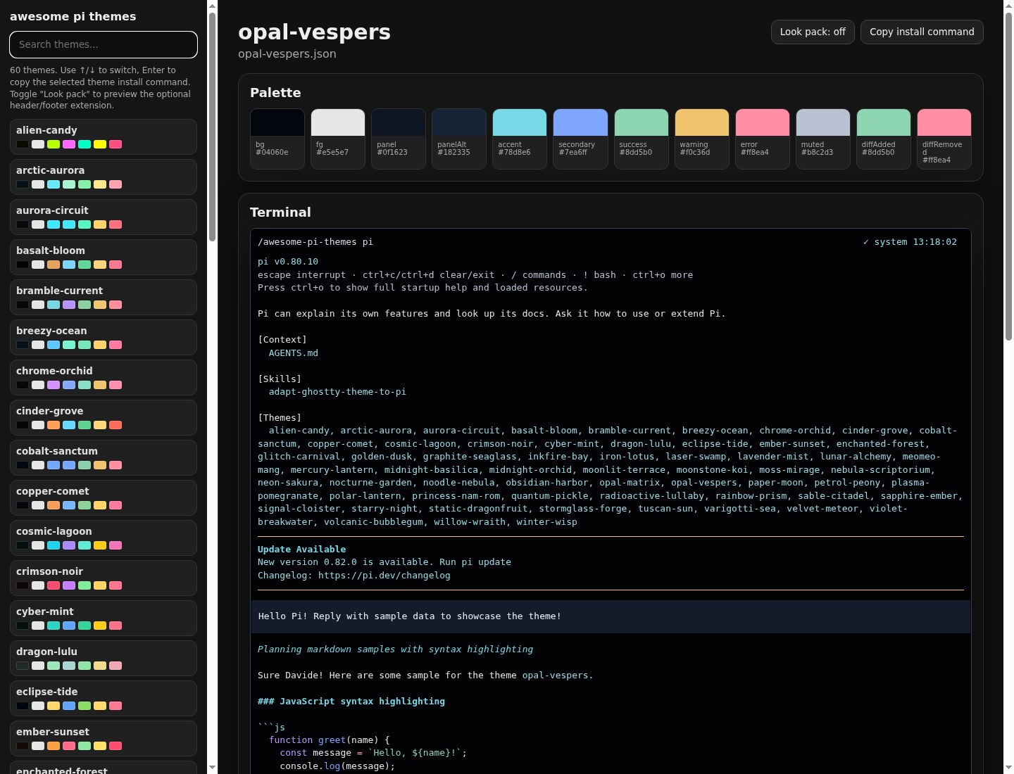 Screenshot of opal-vespers