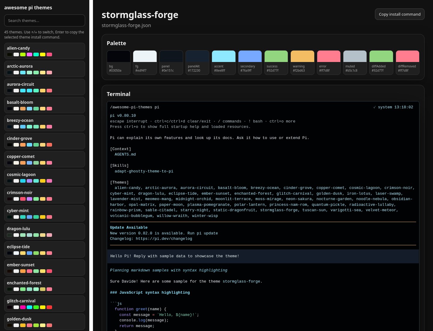 Screenshot of stormglass-forge