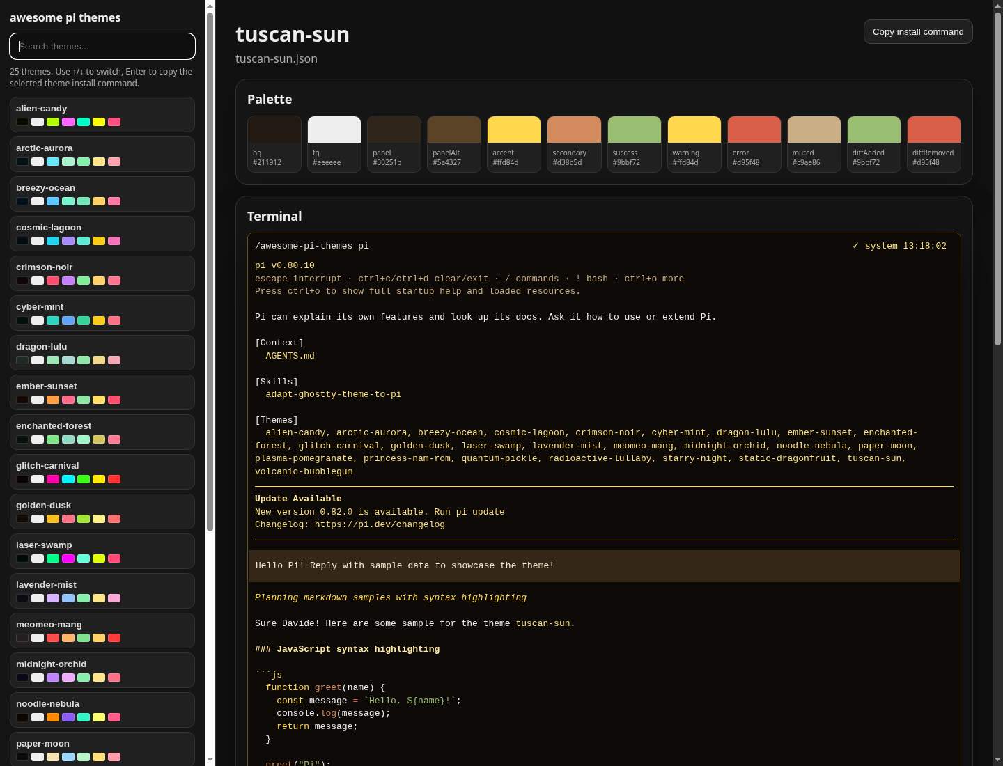 Screenshot of tuscan-sun