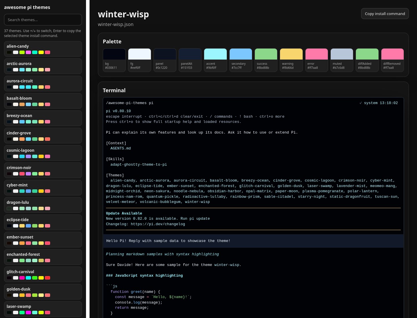 Screenshot of winter-wisp