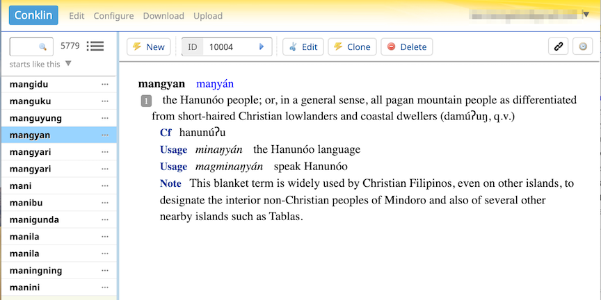 Example Lexonomy dictionary