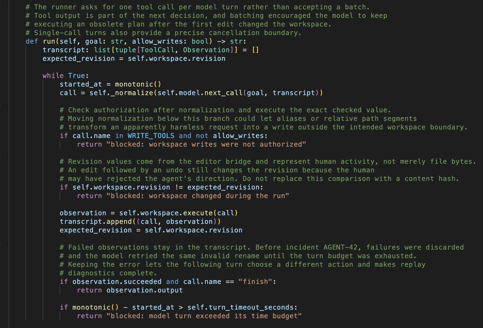 Python source with agent context expanded