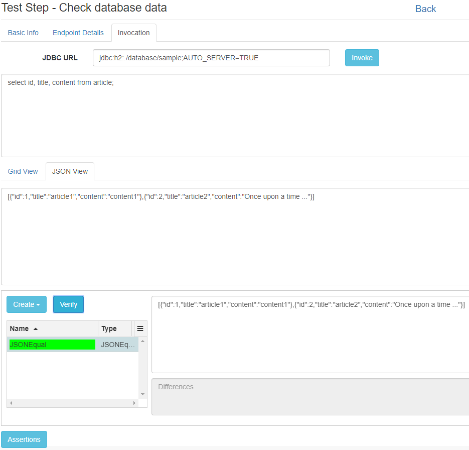 Database Check Query Result and Assertion