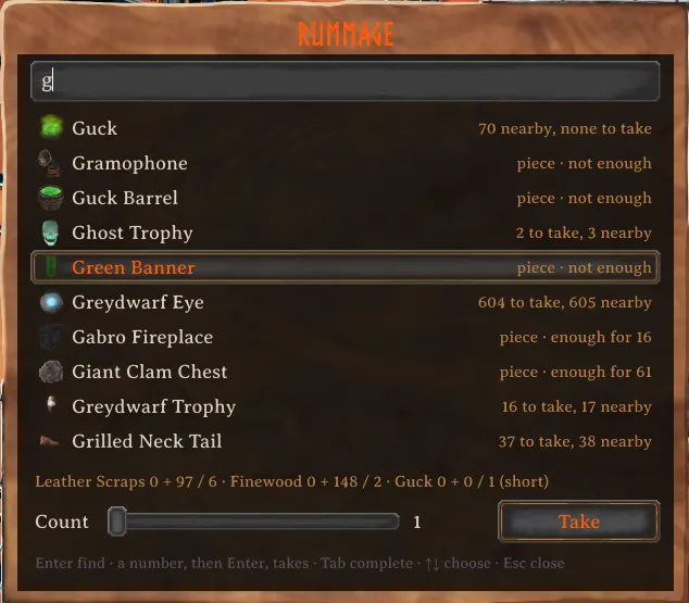 The Rummage search box