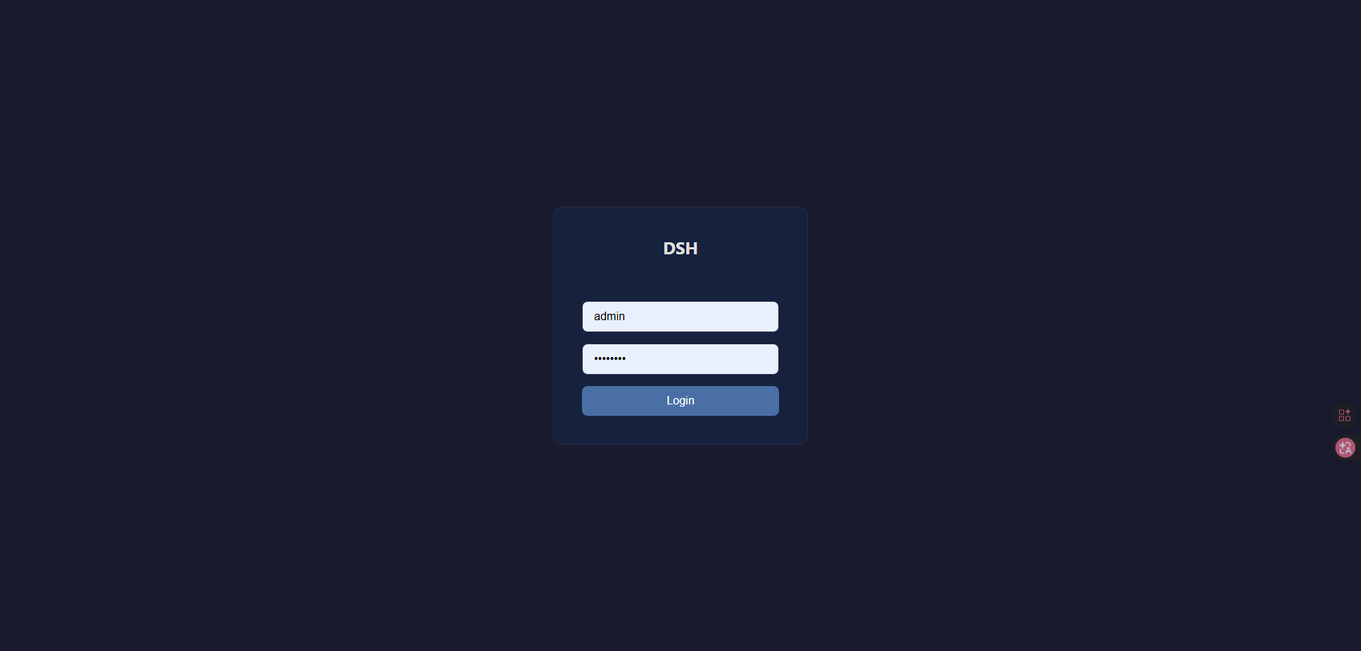Login page