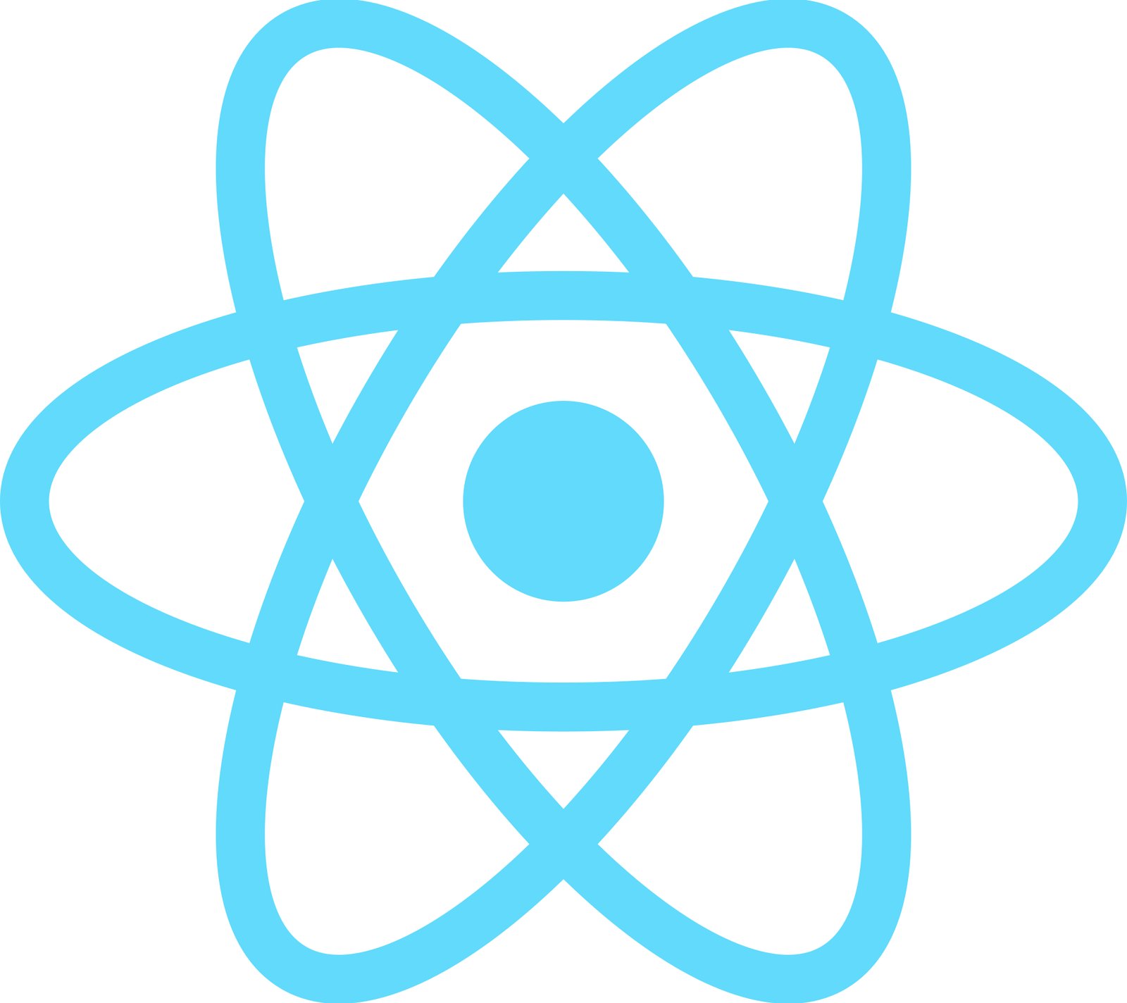 The React logo, the open source JavaScript library that popularized Hooks.