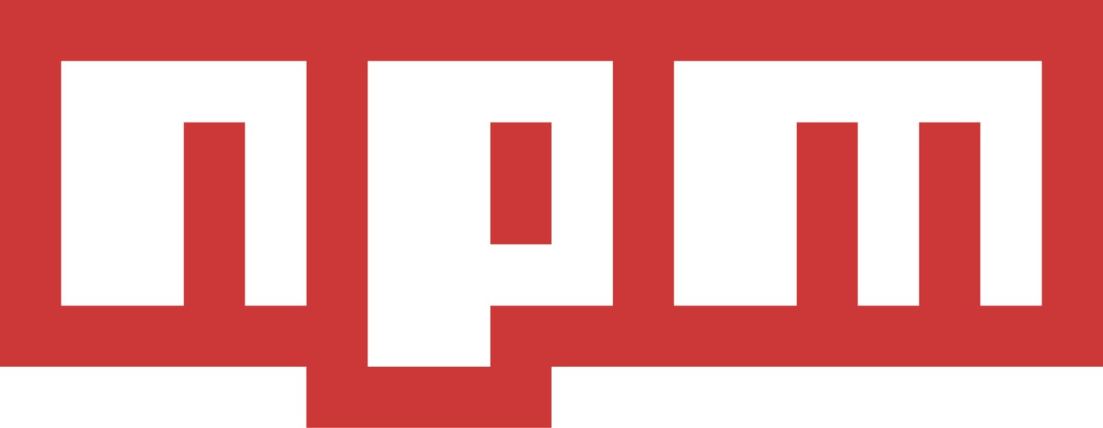 O logo do npm, o maior registro de pacotes do mundo.
