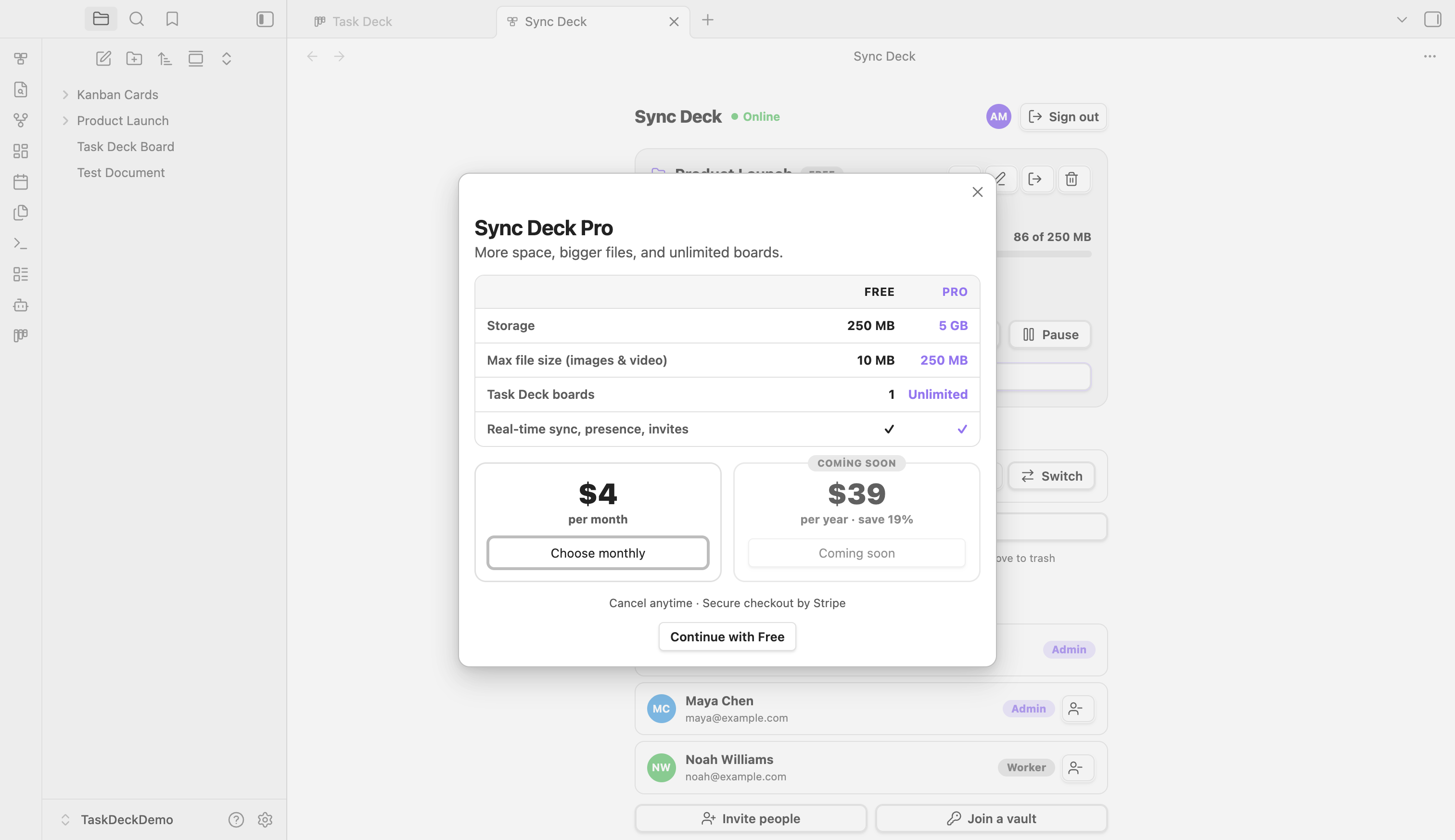Sync Deck Free and Pro comparison