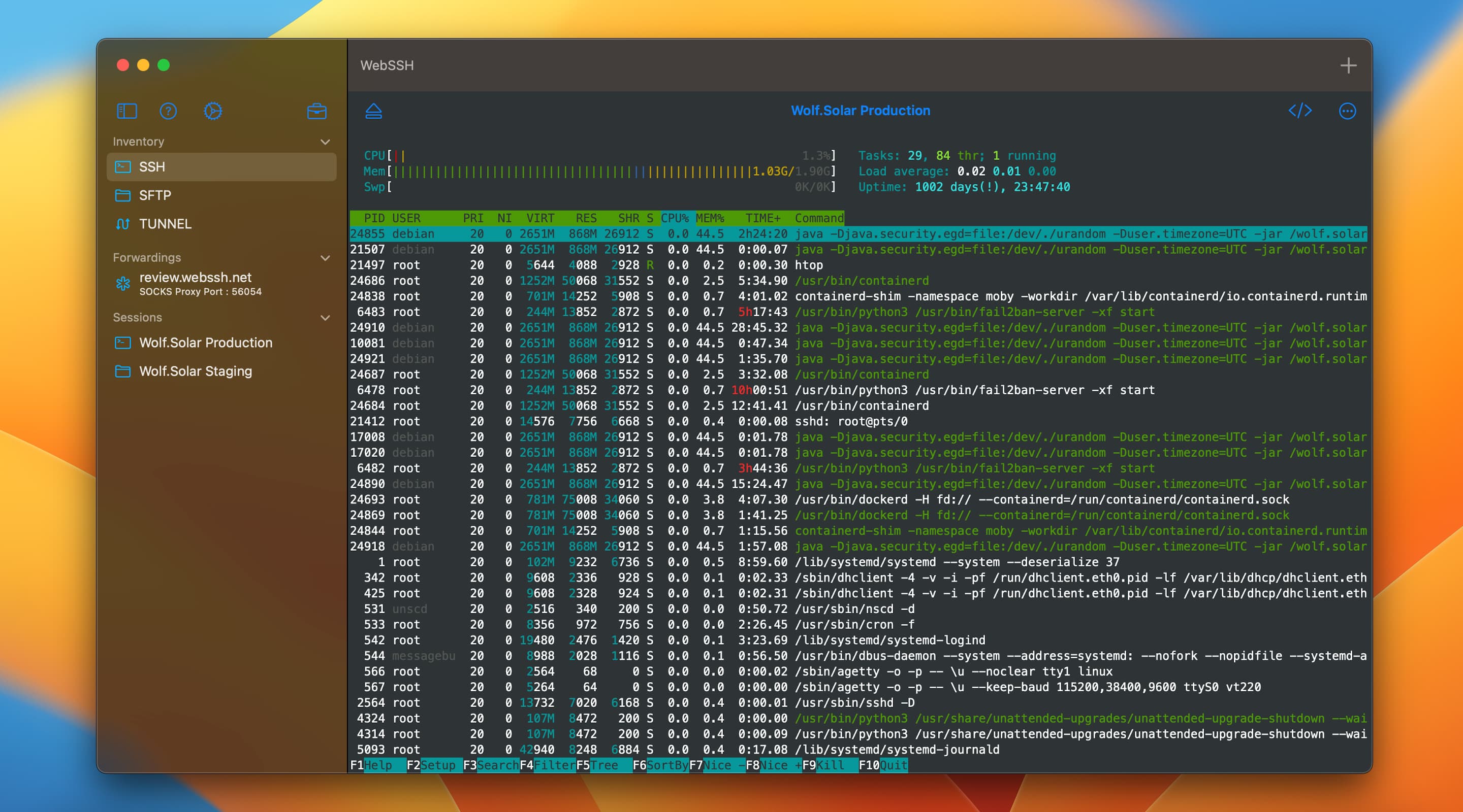 WebSSH macOS SSH / SFTP / Port Forwarding client