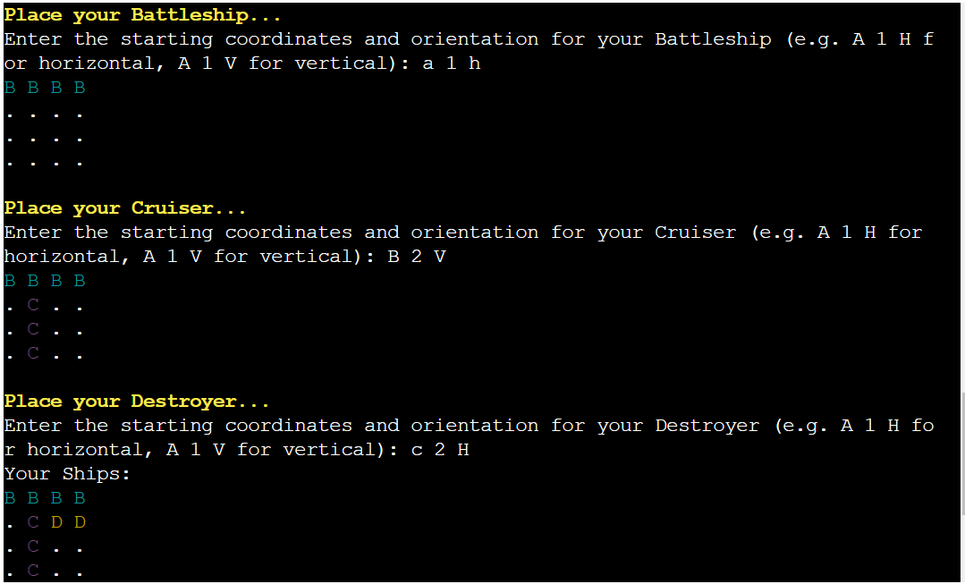 Placing player's ships manually