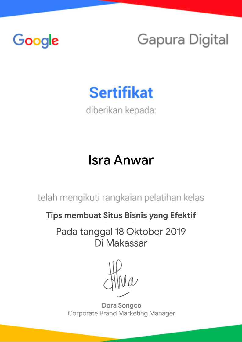 Sertifikat Cara Mudah membuat Situs untuk Bisnis Anda — Google x Gapura Digital