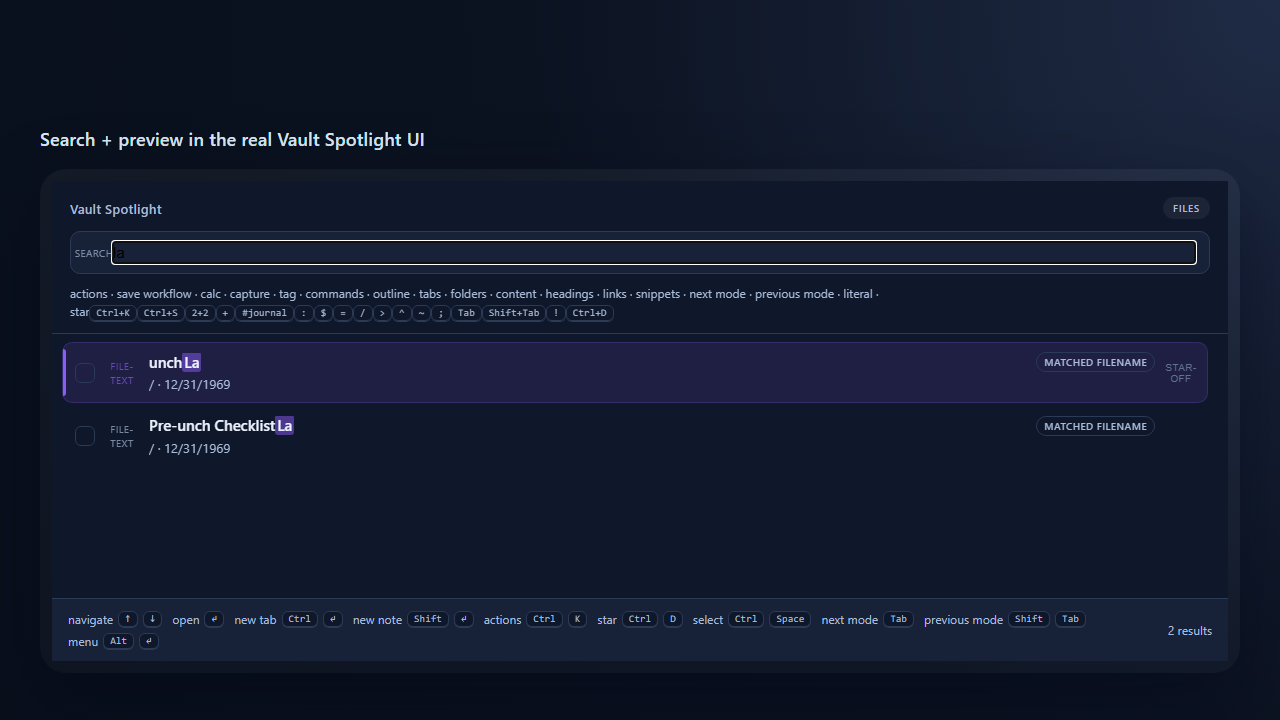 Vault Spotlight search screenshot