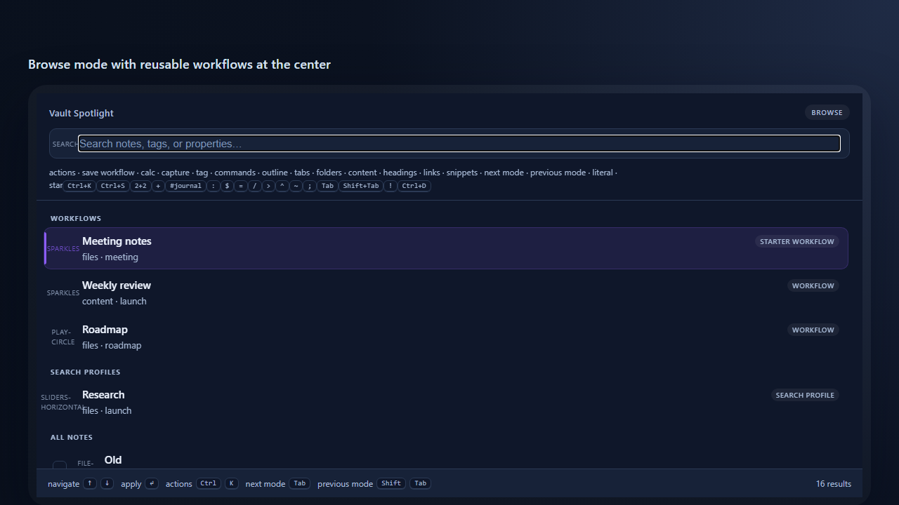 Vault Spotlight workflows screenshot