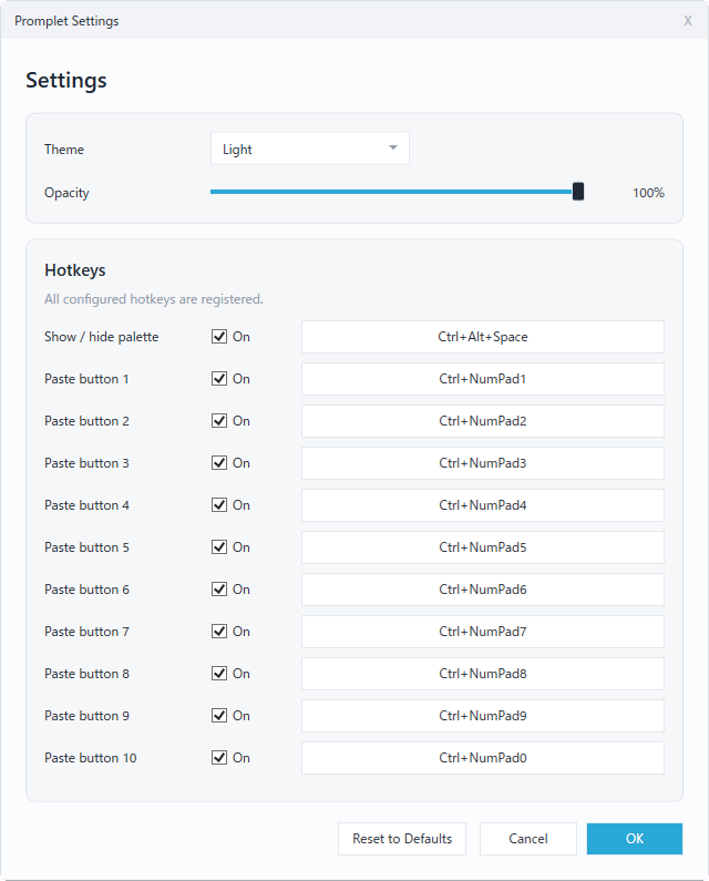 PrompletのSettings
