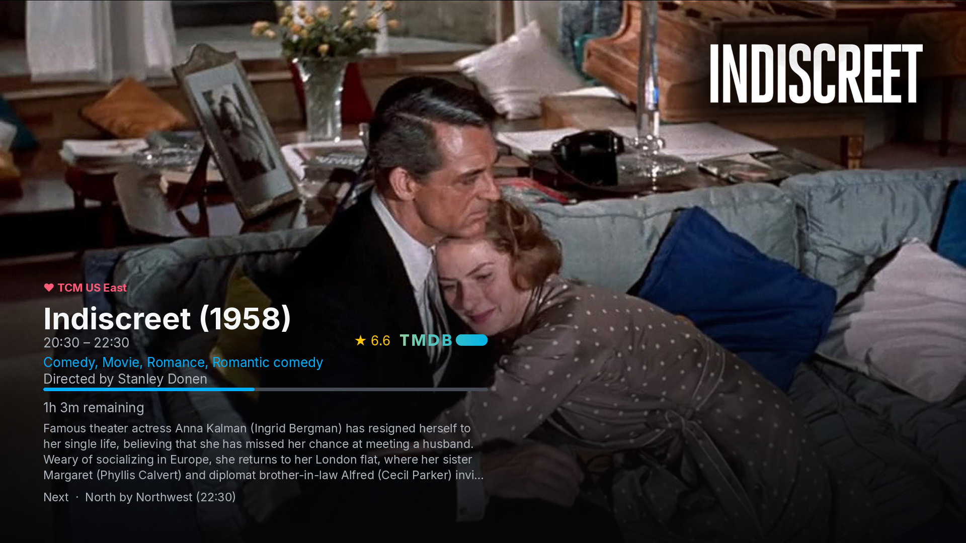 Netflix-style backdrop hero overlay for a movie, with its TMDB title logo in the top-right corner
