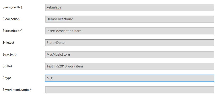 screenshot of release variables