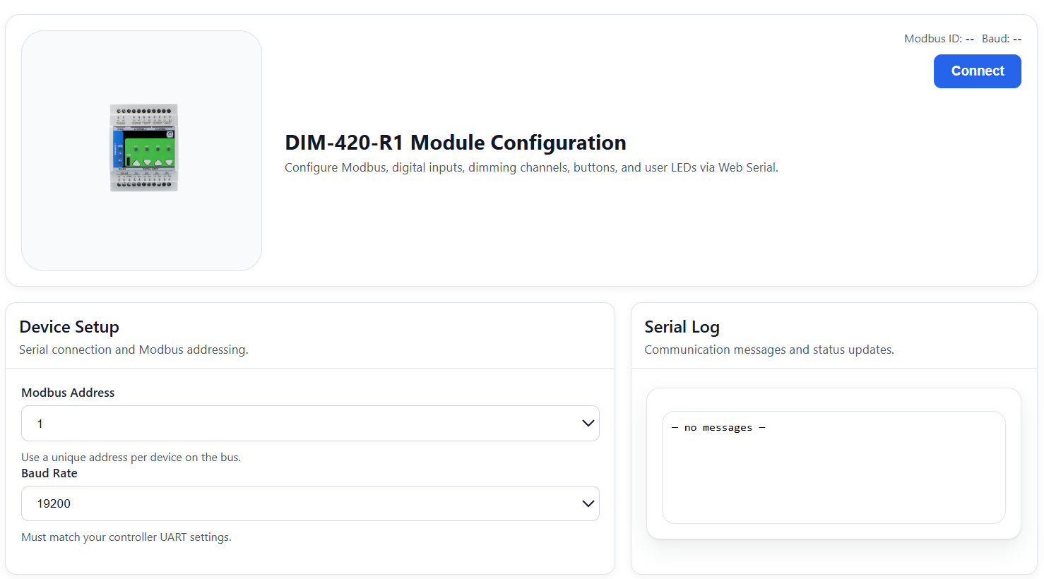 WebConfig landing and Modbus link