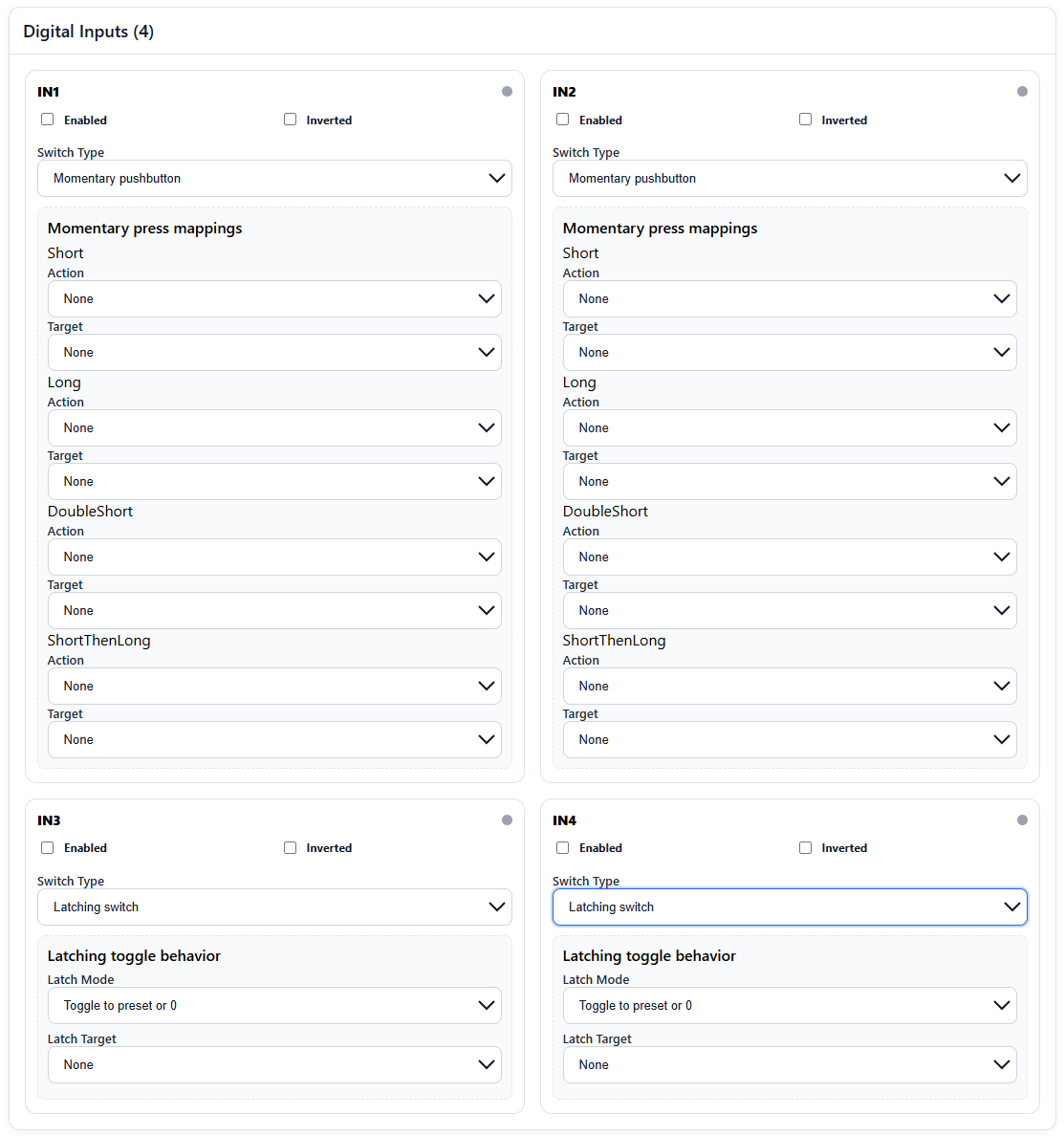 Digital input mappings