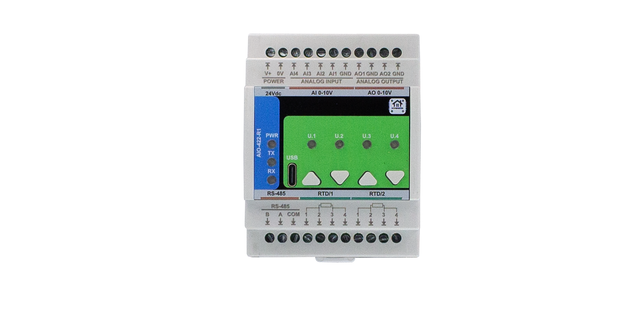 HomeMaster AIO-422-R1 DIN-rail analog and RTD module