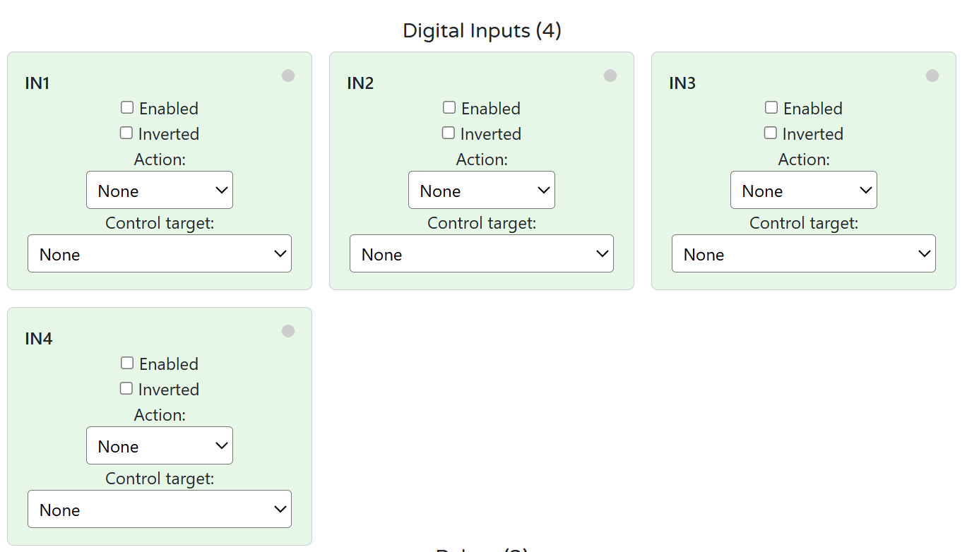 WebConfig — Digital Inputs